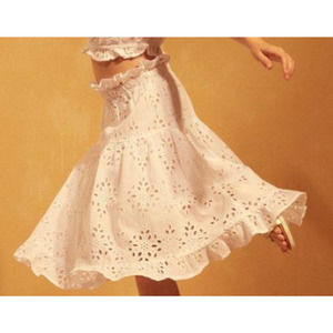 Tuchinda Girls Mia Skirt Size 16 White Cotton Eyelet‎ Knee Length Lined